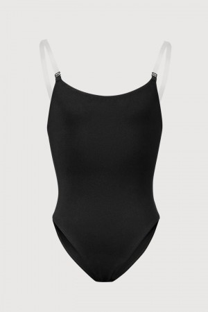 Black BLOCH Auva Adjustable Strap Kids' Bodysuit | SWFX37940
