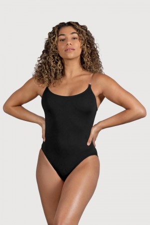 Black BLOCH Estrella Adjustable Strap Women's Bodysuit | BMFD71480