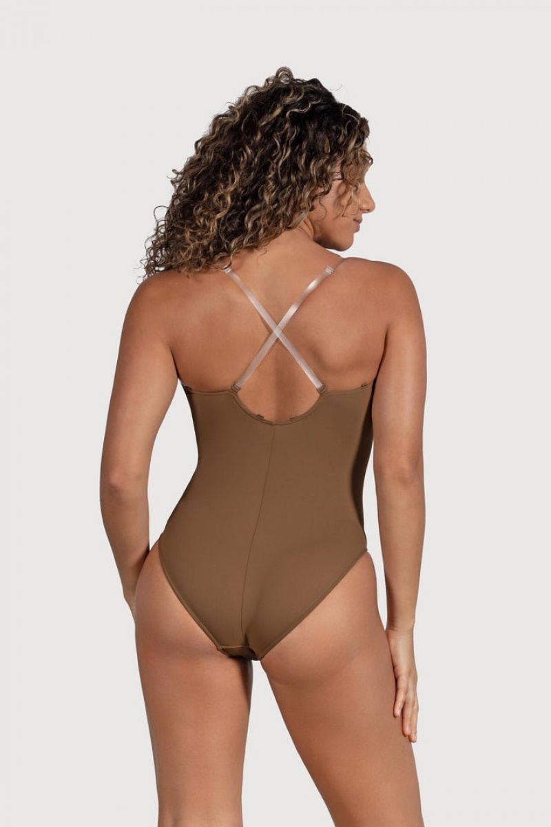 Olive BLOCH Estrella Adjustable Strap Women's Bodysuit | UDVR46570